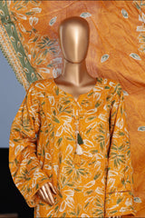 Bin Saeed Stitched 3 Piece Exclusive Emb Lawn Pintex Suit-NSM-2694 YELLOW