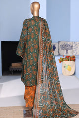 Bin Saeed Stitched 3 Piece Exclusive Emb Lawn Pintex Suit-NSM-2695 GREEN