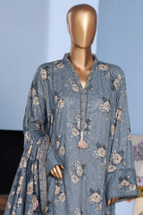 Bin Saeed Stitched 3 Piece Exclusive Emb Lawn Pintex Suit-NSM-2697 GRAY