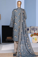 Bin Saeed Stitched 3 Piece Exclusive Emb Lawn Pintex Suit-NSM-2697 GRAY