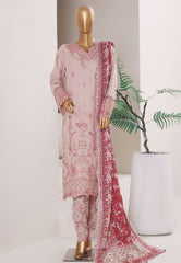 Bin Saeed Stitched 3 Piece Luxury Emb Plain Cotton With Emb Dupatta Vol-01 Suit-NSM-2582 PINK