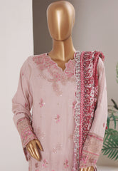Bin Saeed Stitched 3 Piece Luxury Emb Plain Cotton With Emb Dupatta Vol-01 Suit-NSM-2582 PINK