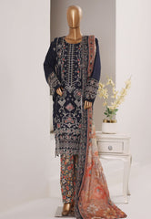 Bin Saeed Stitched 3 Piece Luxury Emb Plain Cotton With Emb Dupatta Vol-01 Suit-NSM-2583 BLUE