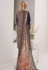 Bin Saeed Stitched 3 Piece Luxury Emb Plain Cotton With Emb Dupatta Vol-01 Suit-NSM-2583 BLUE