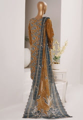 Bin Saeed Stitched 3 Piece Luxury Emb Plain Cotton With Emb Dupatta Vol-01 Suit-NSM-2584 MUSTARD