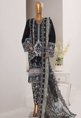 Bin Saeed Stitched 3 Piece Luxury Emb Plain Cotton With Emb Dupatta Vol-01 Suit-NSM-2585 BLACK