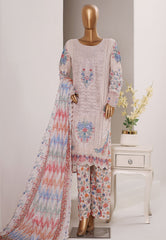 Bin Saeed Stitched 3 Piece Luxury Emb Plain Cotton With Emb Dupatta Vol-01 Suit-NSM-2587 WHITE