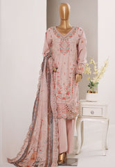 Bin Saeed Stitched 3 Piece Luxury Emb Plain Cotton With Emb Dupatta Vol-01 Suit-NSM-2590 PEACH