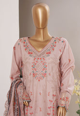 Bin Saeed Stitched 3 Piece Luxury Emb Plain Cotton With Emb Dupatta Vol-01 Suit-NSM-2590 PEACH