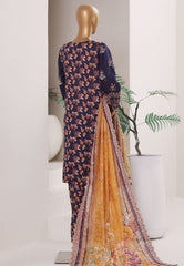 Bin Saeed Stitched 3 Piece Luxury Emb Plain Cotton With Emb Dupatta Vol-01 Suit-NSM-2592 BLUE