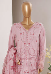Bin Saeed Stitched 3 Piece Luxury Emb Plain Cotton With Emb Dupatta Vol-01 Suit-NSM-2593 PINK