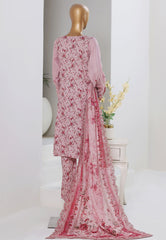 Bin Saeed Stitched 3 Piece Luxury Emb Plain Cotton With Emb Dupatta Vol-01 Suit-NSM-2593 PINK