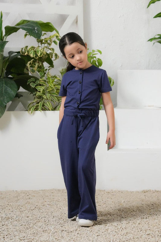 Sprinkles Stitched 1 Piece Summer Jumpsuit Kids Collection'2025-Navy Blue - Jersey Jumpsuit