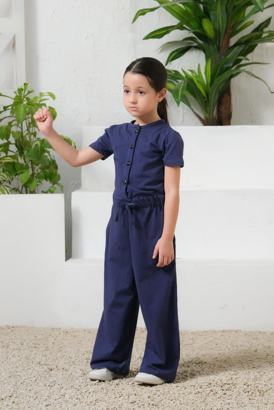 Sprinkles Stitched 1 Piece Summer Jumpsuit Kids Collection'2025-Navy Blue - Jersey Jumpsuit