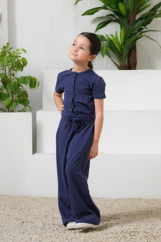 Sprinkles Stitched 1 Piece Summer Jumpsuit Kids Collection'2025-Navy Blue - Jersey Jumpsuit