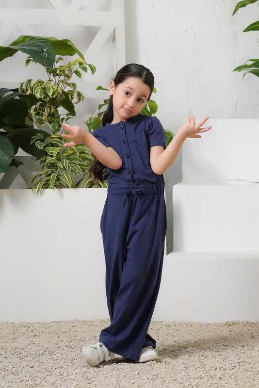 Sprinkles Stitched 1 Piece Summer Jumpsuit Kids Collection'2025-Navy Blue - Jersey Jumpsuit