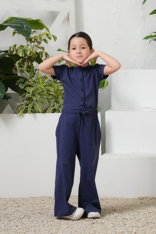 Sprinkles Stitched 1 Piece Summer Jumpsuit Kids Collection'2025-Navy Blue - Jersey Jumpsuit