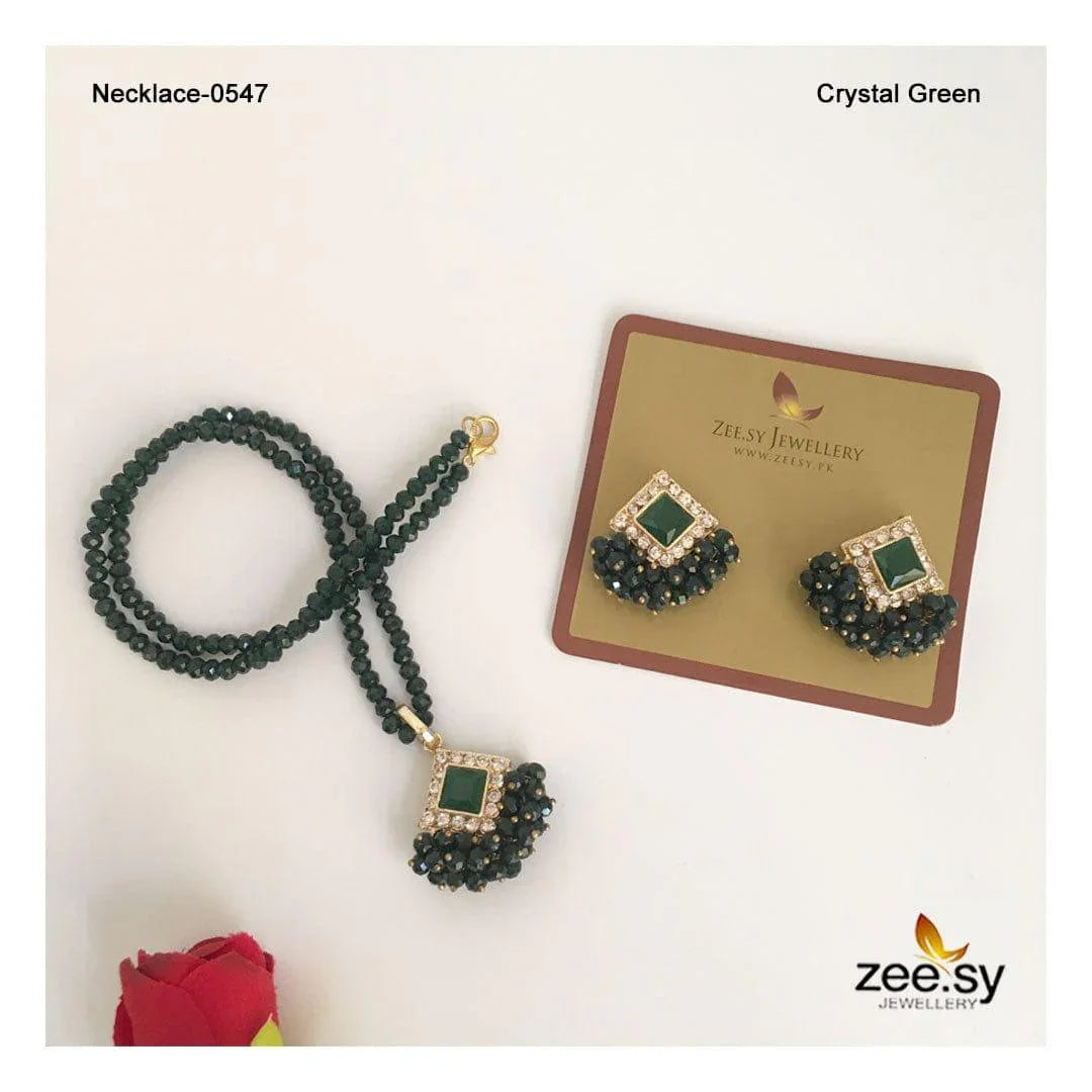 NECKLACE-0547 Crystal Green - Zeesy Jewellery