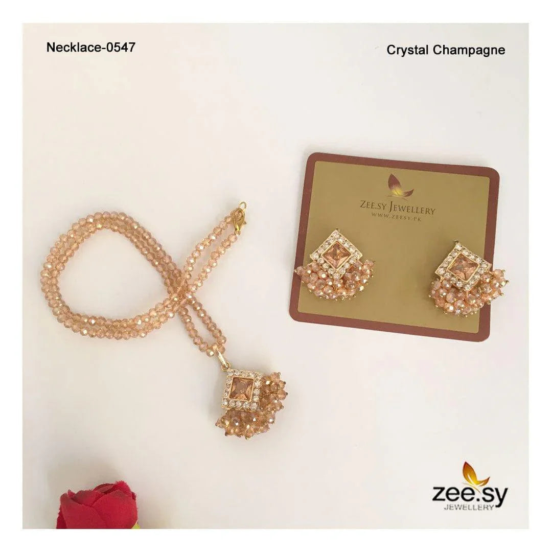 NECKLACE-0547 Crystal Champagne - Zeesy Jewellery