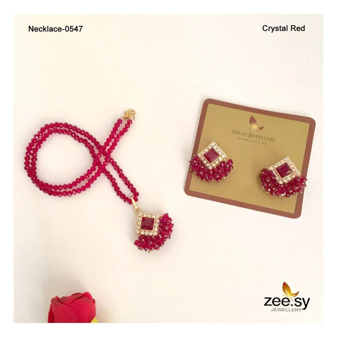 NECKLACE-0547 Crystal Red - Zeesy Jewellery
