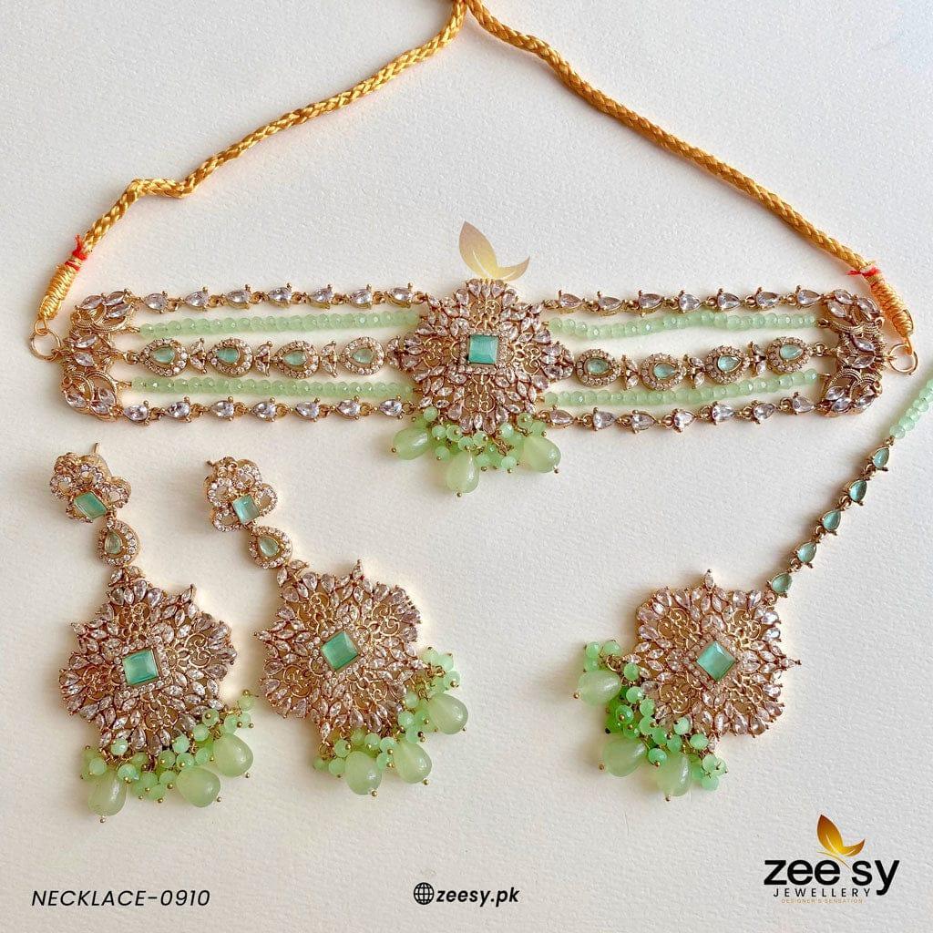 NECKLACE-0910 Pista Green - Zeesy Jewellery