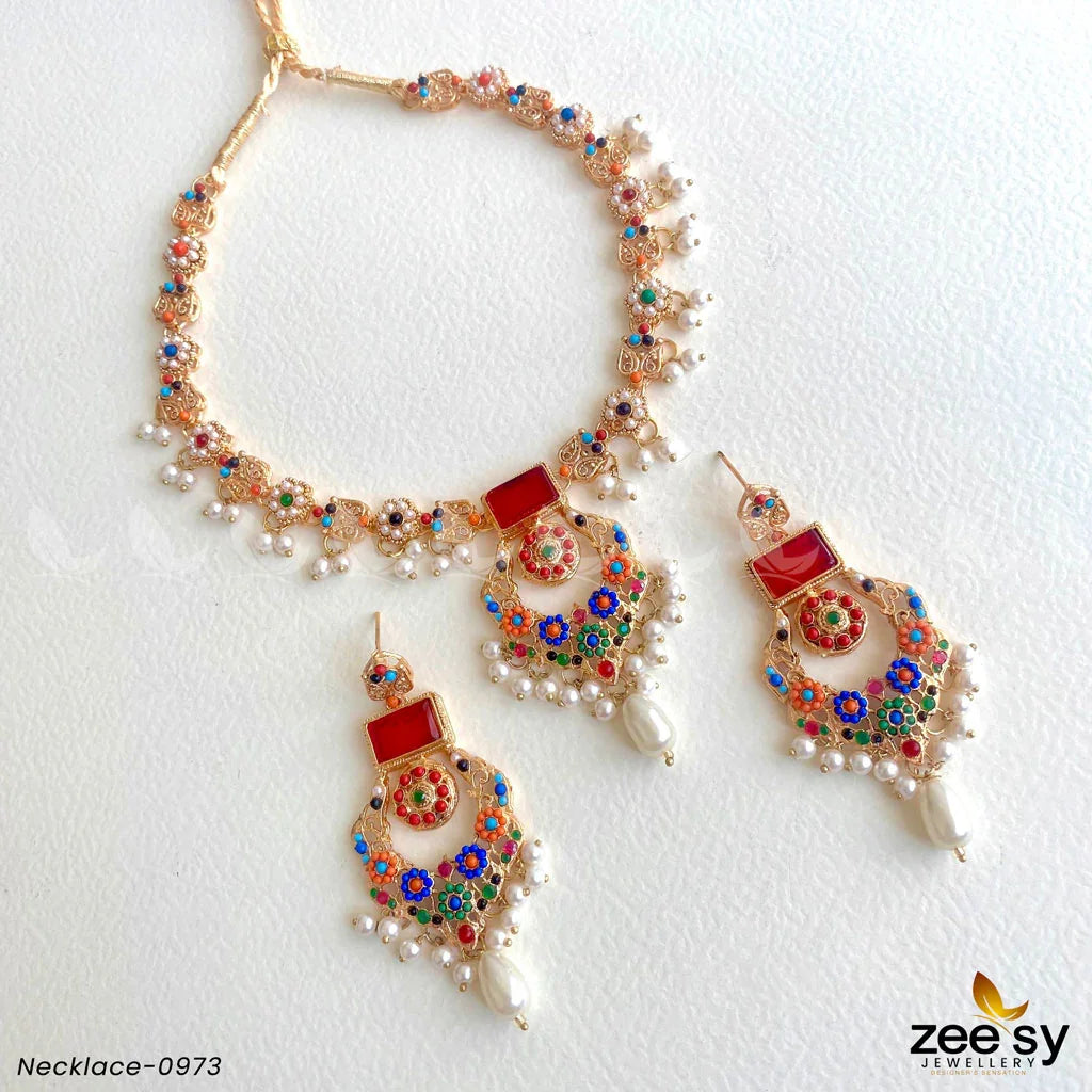 Necklace-0973 Red - Zeesy Jewellery