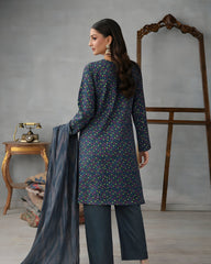 Ayla Studio Stitched 3 Piece Luxe Eid Jacquard Festive Lawn Suit-Neel Kamal