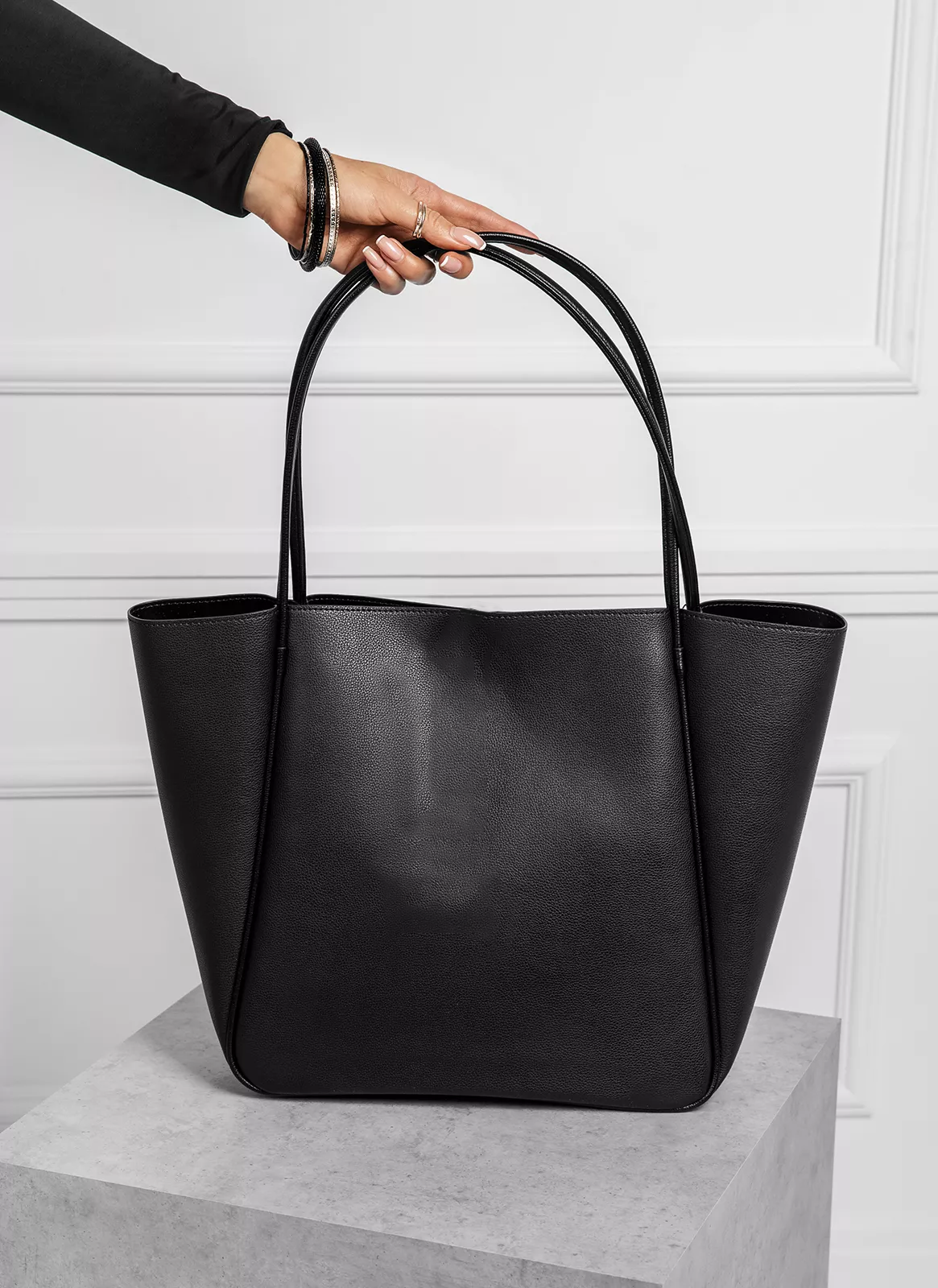 Fineur Pyramid Black Tote Bag Premium leather ladies purse for office and university Pakistan