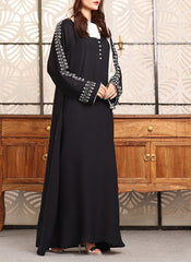 Hijab Ul Hareem Double Georgette Embroidered Abaya Black 0118-K-754