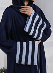 Hijab Ul Hareem Double Georgette Front Open Abaya Celeste 0121-R-711