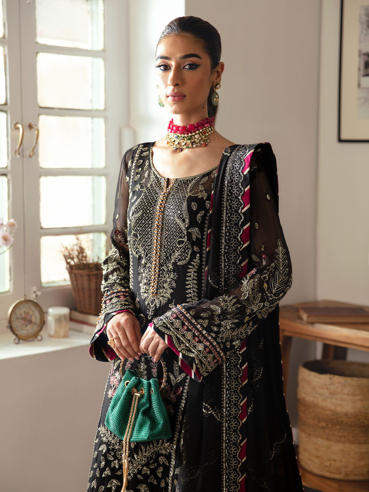 Gulaal Unstitched 3 Piece Emb Chiffon Vol-01 Collection'2023-Noir GL-EC-23V1-06