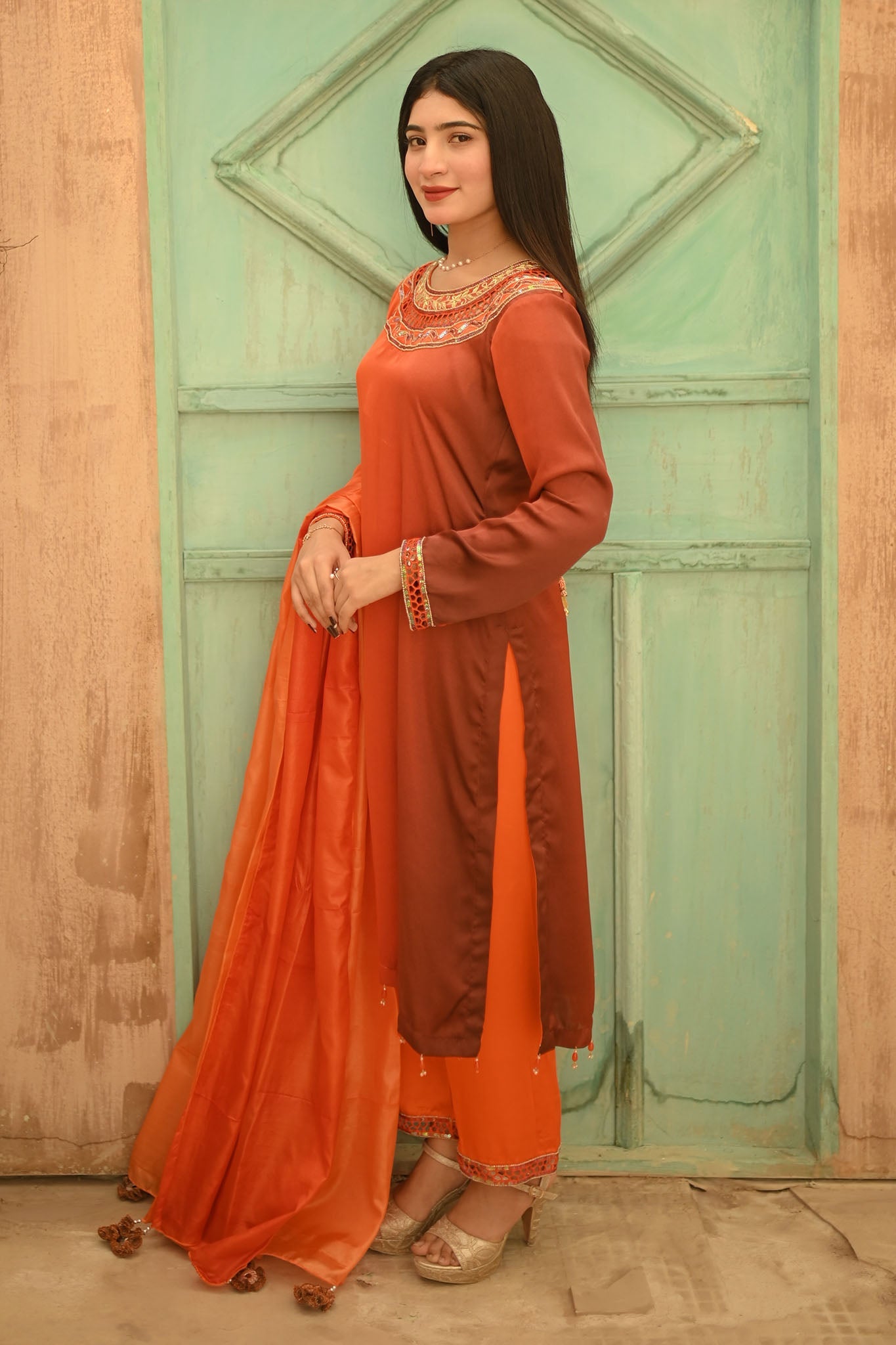 Ramsha Closet Stitched 3 Piece Luxury Formals Collection'2024-10-Noor Orange