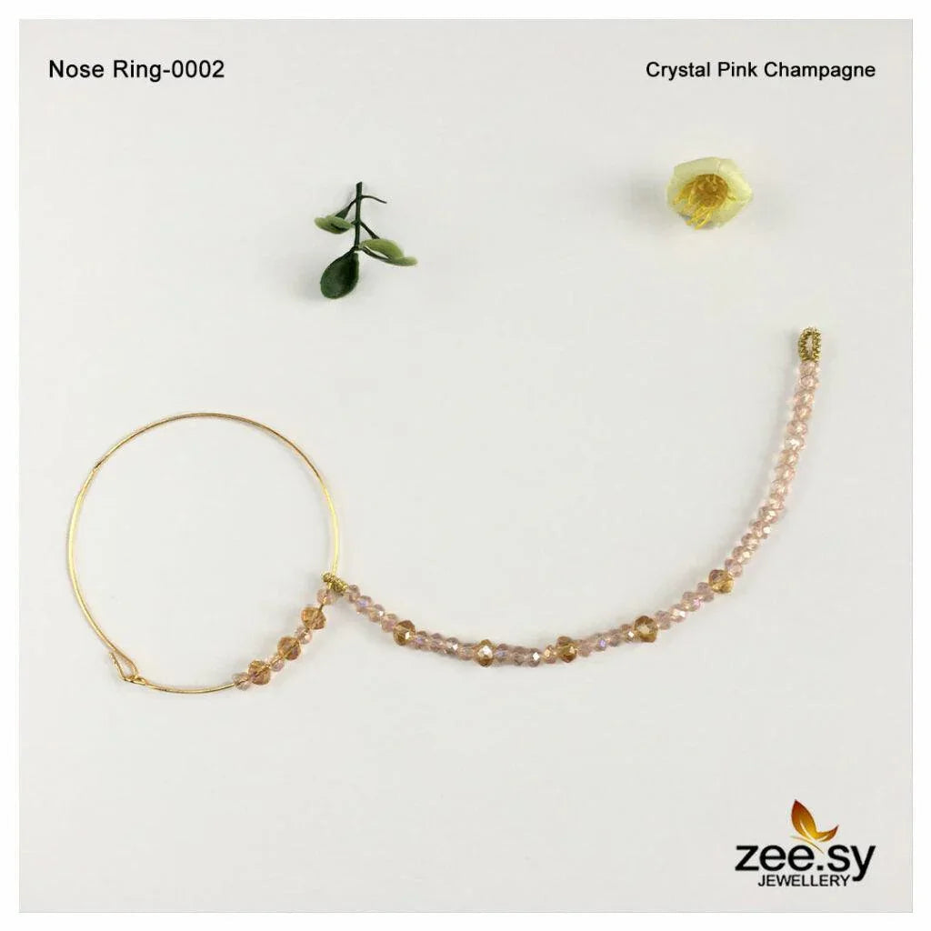 Wedding Nose Ring-0001 Crystal Pink Champagne - Zeesy Jewellery