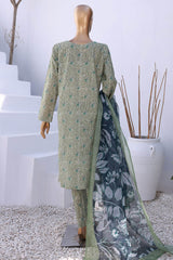 Hz Organic Unstitched 3 Piece Co Ords Printed Lawn Suit-OC-504