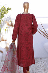 Hz Organic Unstitched 3 Piece Co Ords Printed Lawn Suit-OC-508
