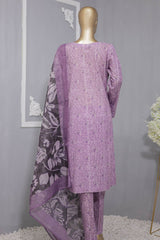 Hz Organic Unstitched 3 Piece Co Ords Printed Lawn Suit-OC-509