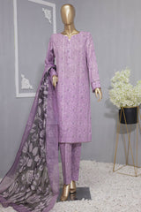 Hz Organic Unstitched 3 Piece Co Ords Printed Lawn Suit-OC-509