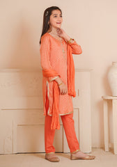 Cotton Jacquard Hand Adda Work 3 Pc Suit - Wear Ochre