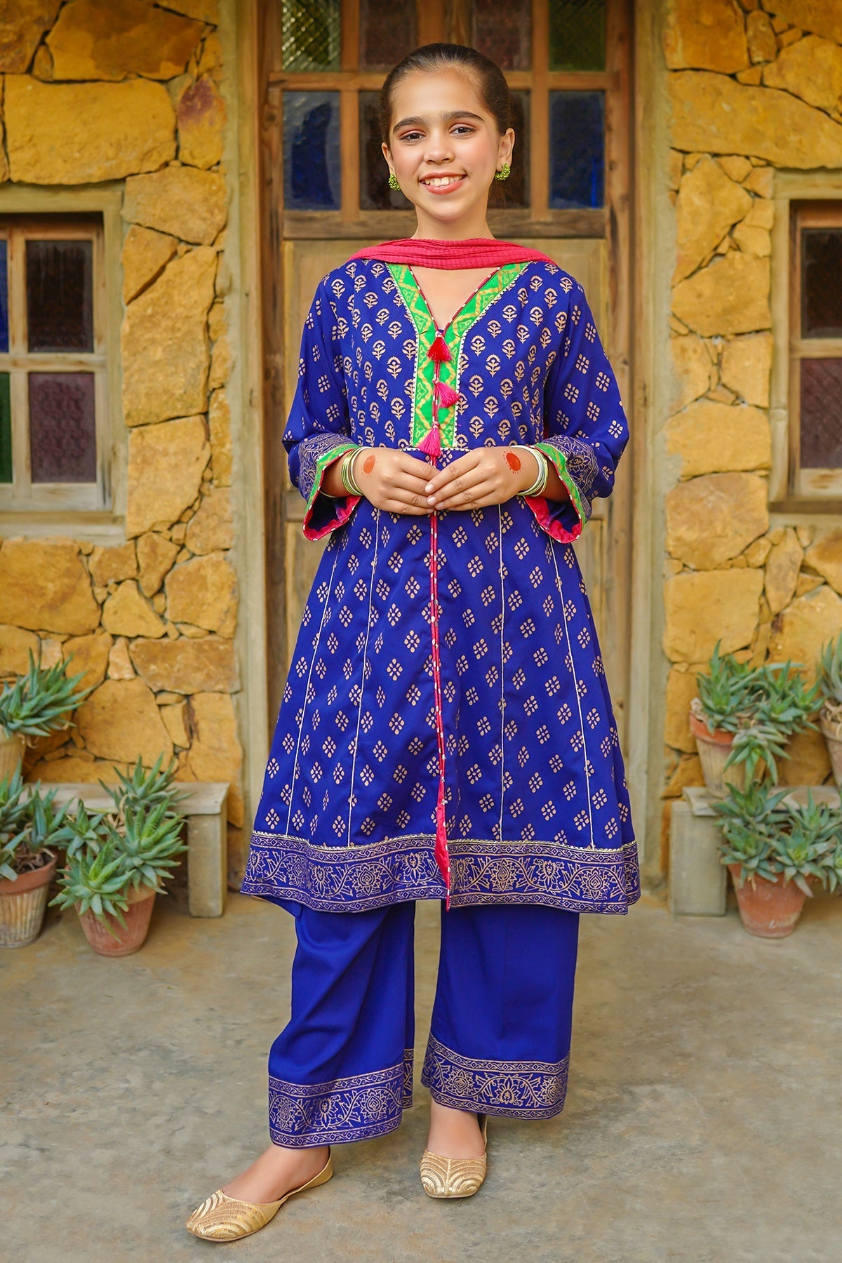 Cotton Printed 3 Pc Suit - Wear Ochre