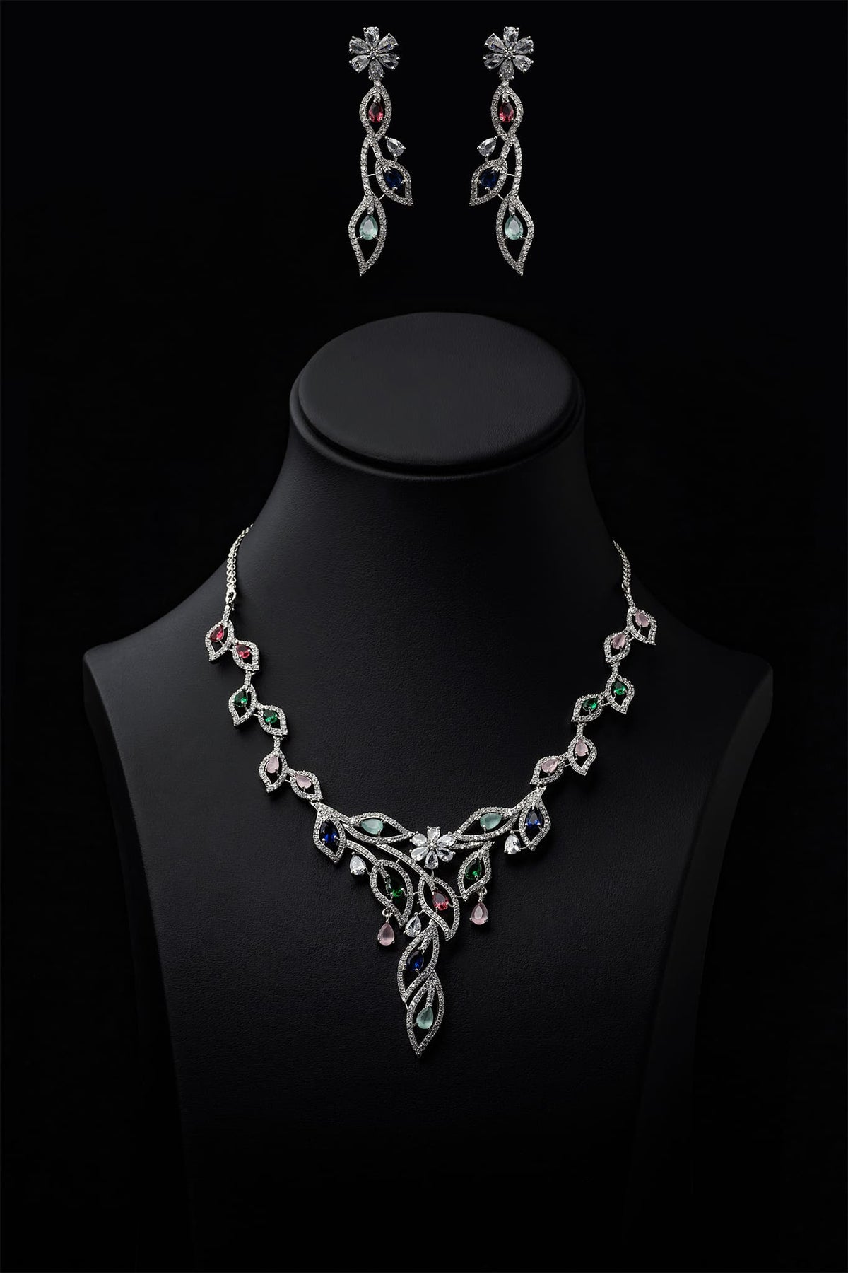Zircons Necklace Sets Vol-02 by Somana G 2023-OLJ-018-Mint Multi