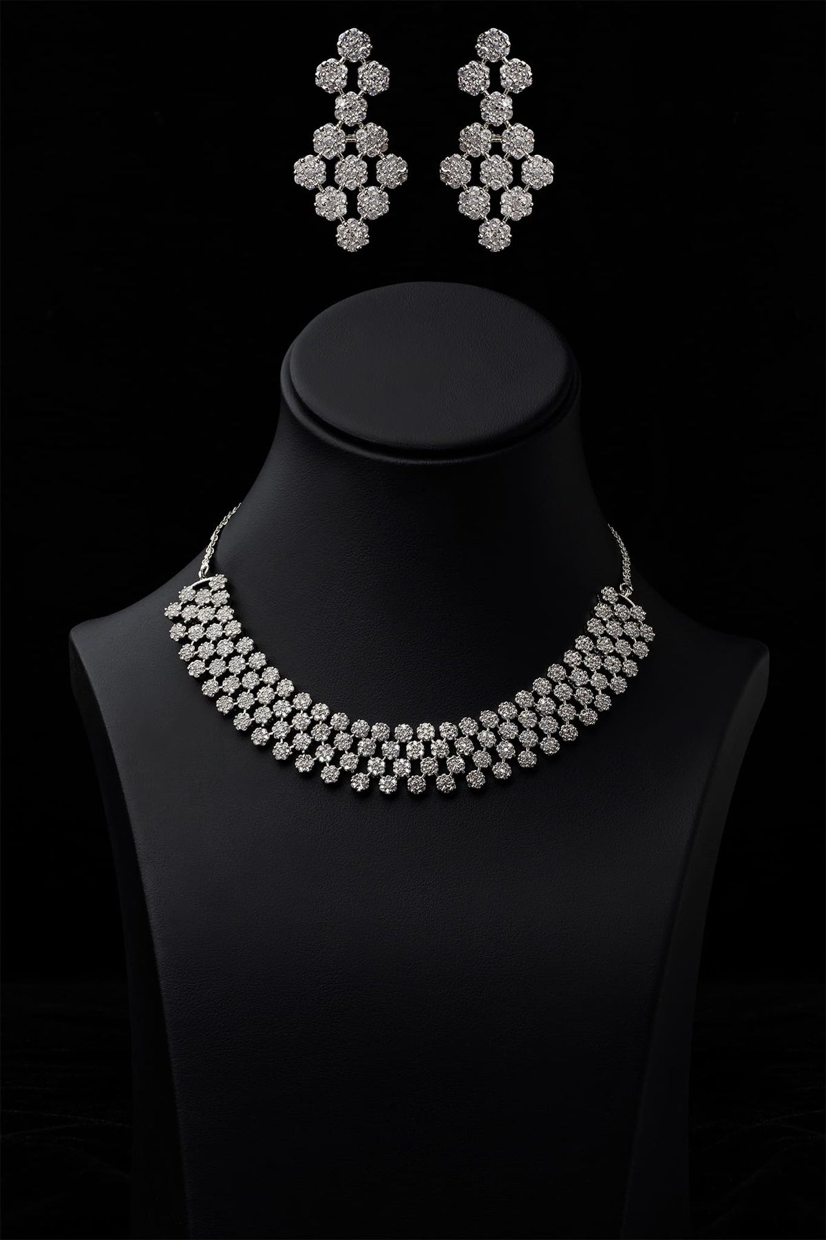 Zircons Necklace Sets Vol-02 by Somana G 2023-OLJ-020-Silver