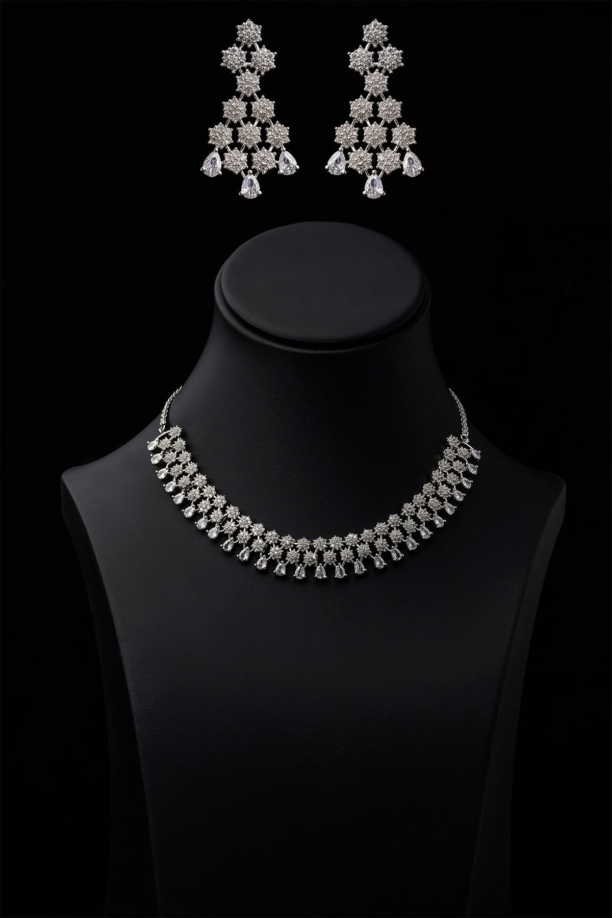 Zircons Necklace Sets Vol-02 by Somana G 2023-OLJ-021-Silver