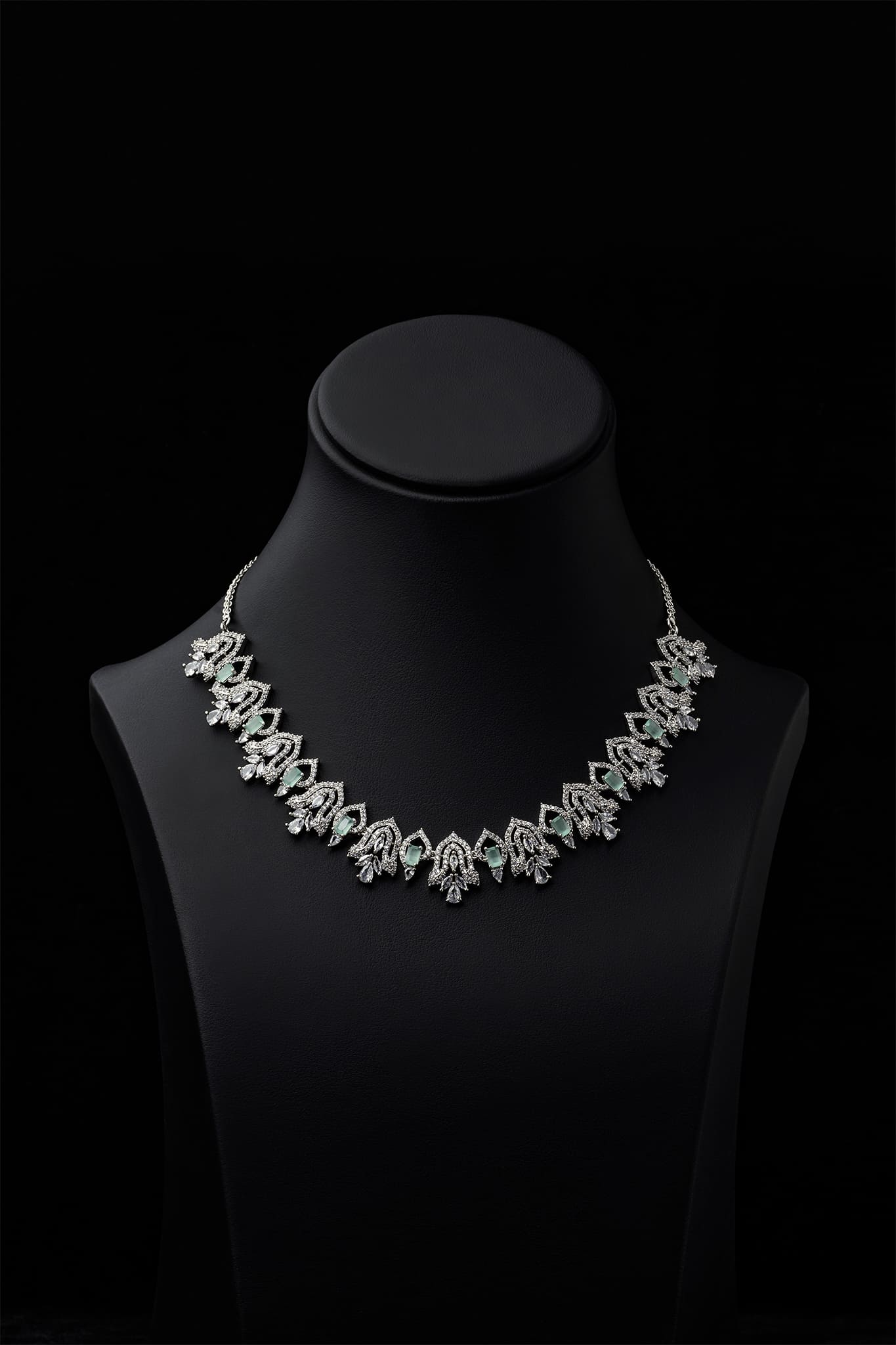 Zircons Necklace Sets Vol-02 by Somana G 2023-OLJ-023-Mint Green