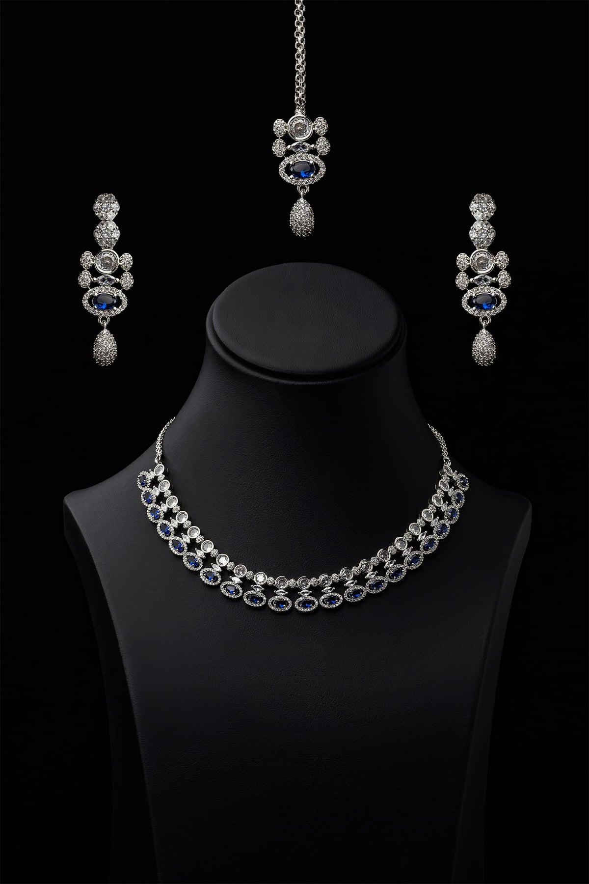 Zircons Necklace Sets Vol-02 by Somana G 2023-OLJ-024-Blue