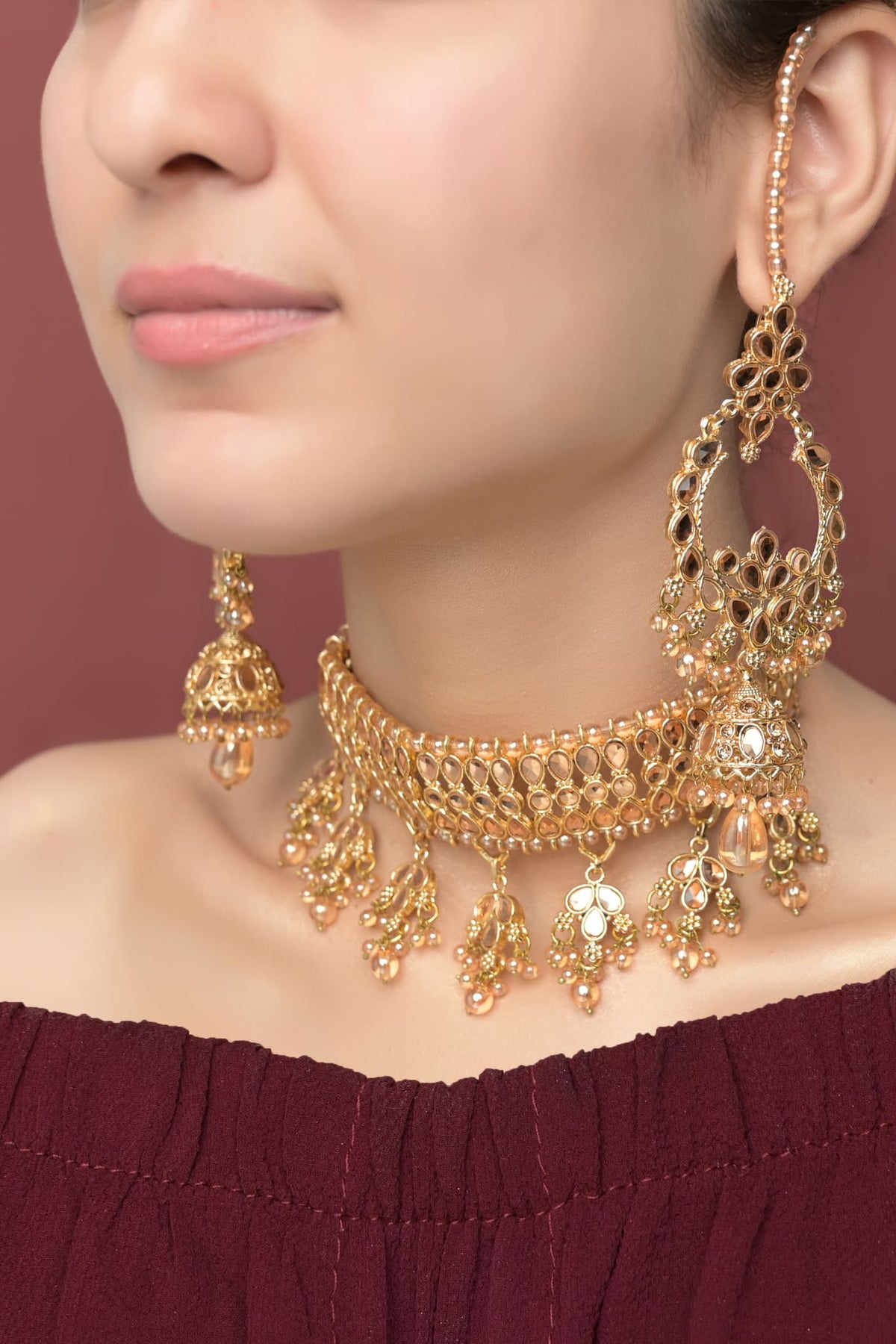 Choker Set Edition 01-OLJ-637-Golden and Champagne