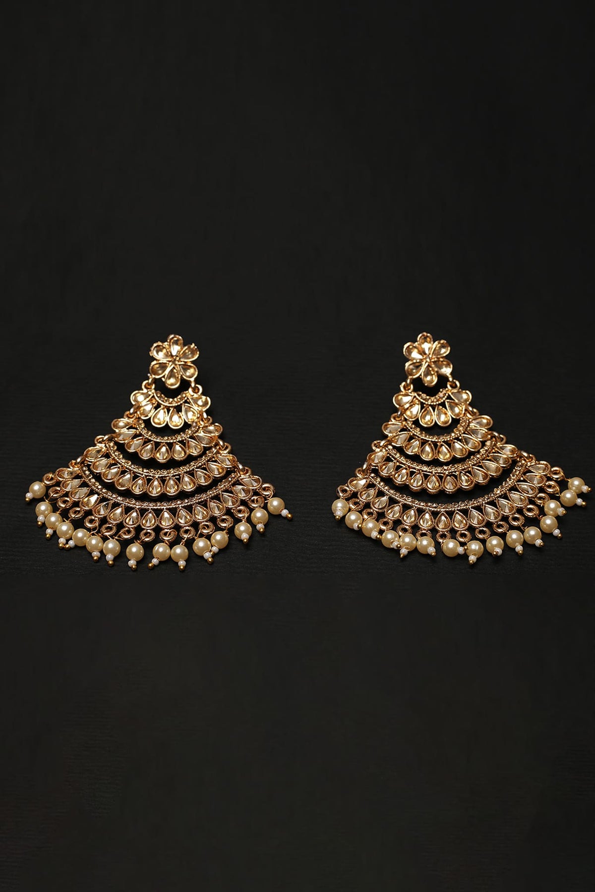 Earring Chand Bali OLJ-769-Golden And Champagne