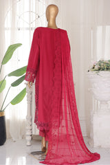 Bin Saeed Stitched 3 Piece Luxury Emb Chiffon Collection'2025-OMC-1895-Red