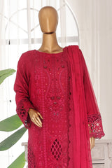 Bin Saeed Stitched 3 Piece Luxury Emb Chiffon Collection'2025-OMC-1895-Red