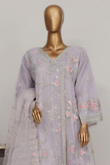 Bin Saeed Stitched 3 Piece Luxury Emb Chiffon Frock Vol-03 Collection-OMS-1678-Mauve
