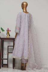 Bin Saeed Stitched 3 Piece Luxury Emb Chiffon Frock Vol-03 Collection-OMS-1678-Mauve